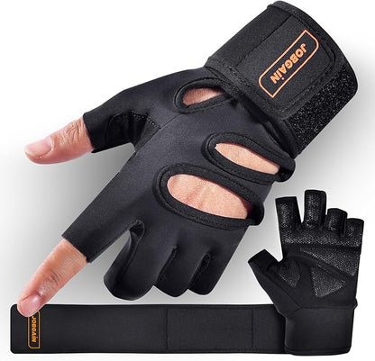 Workout Gloves for Men and Women, Gym Weight Lifting Padded Gloves with Wrist Wrap Support, Full Palm Protection & Extra Grips, for Weightlifting, Exercise, Cross Training, Fitness, Pull-Up