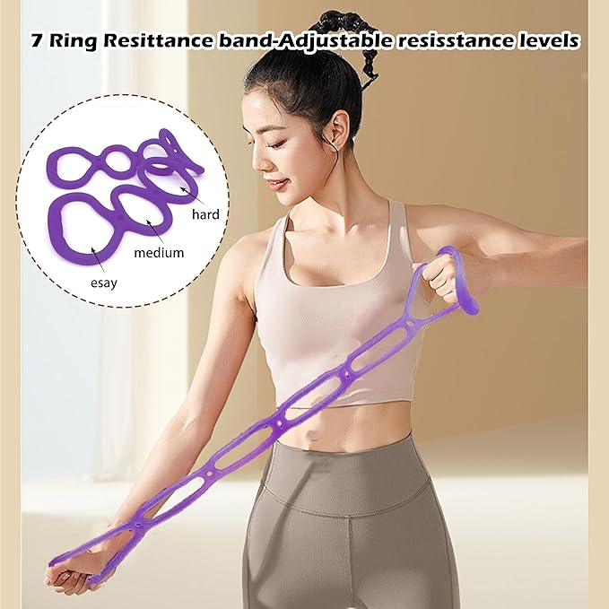 7 Ring Adjustable Loop Resistance Bands for Working Out Walk at Home，Workout Bands Exercise Stretch Band for Women&Men Fitness, Yoga, Pilates-Non-Slip, Durable Rubber, Home/Gym Use
