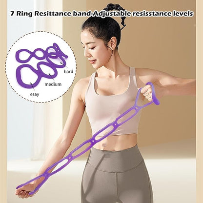 7 Ring Adjustable Loop Resistance Bands for Working Out Walk at Home，Workout Bands Exercise Stretch Band for Women&Men Fitness, Yoga, Pilates-Non-Slip, Durable Rubber, Home/Gym Use