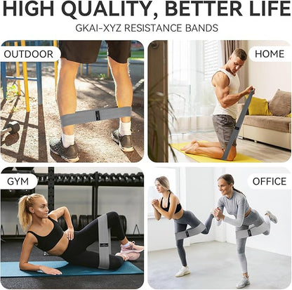 Fabric Resistance Bands for Working Out, 3 Levels Non-Slip Booty Bands for Glutes and Legs, Cloth Exercise Bands Sets with Carry Bag & Workout Guide, Light/Medium/Heavy (Light Grey/Grey/Black)