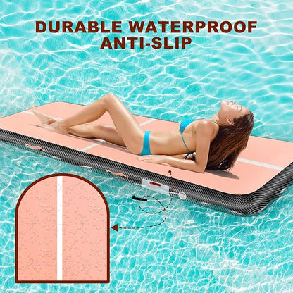Inflatable Gymnastics Mat 10ft/13ft/16ft/20ft/ Air Tumbling Track Mats 4/8 inches Thick for Home Use/Training/Cheerleading/Yoga/Water with Pump