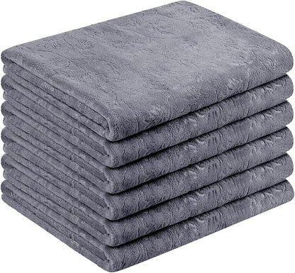 JML Bath Towels Set of 6, Oversized Large Microfiber Bath Towels for Adult Men Women, 30" x 60", Soft,Super Absorption, Perfect for Shower, Sauna, Yoga, Gym, Beach, Pool, Sport - Grey Floral Pattern