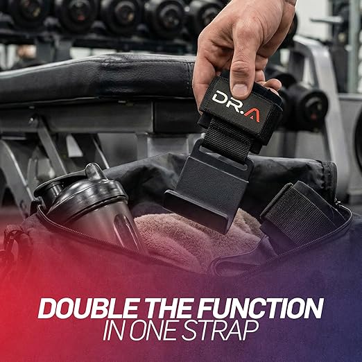 Doctor Developed Hookstrap 2-in-1 Lifting Straps + Gym Grips, Switch Hook to Strap in Seconds, Heavy-Duty Weight Lifting Wrist Wraps for Pull-Ups, Shrugs, Deadlifts & Heavy Lifts, Black (Pair)