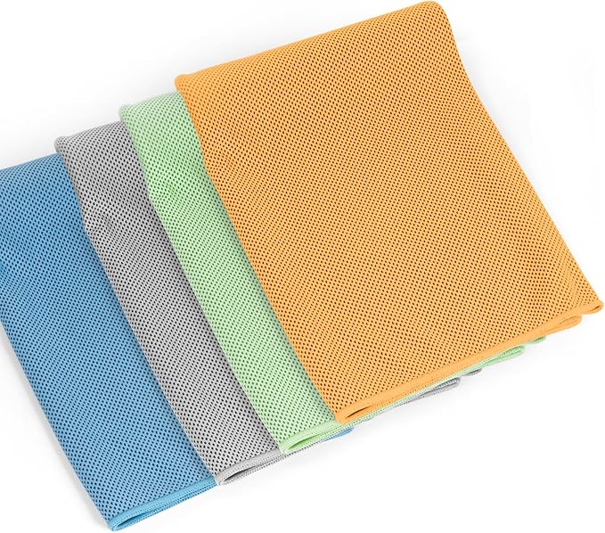 4 Pack Cooling Towel for Neck and Face,Sports Yoga Gym Hiking Tennis Outdoor Riding Workout Sweat Ice Towel (Multicolor-01)