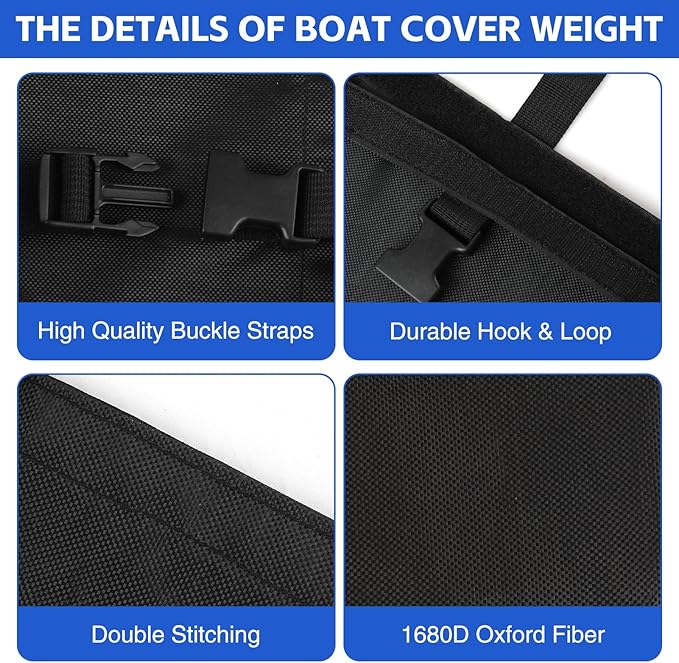 8 Pack Boat Cover Sand Bag Mooring Kit, Weighted Bags for Boat Mooring Covers Car RV, 1680D Marine Grade Sand Bags for Weight, Windproof Weighted Sandbags Tarp Weights Clip Boating Accessories