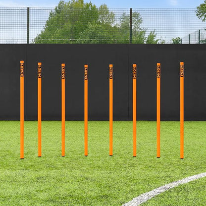 FORZA Slalom Agility Poles | Improve Endurance, Speed & Footwork | Color, Size & Rubber Base Options Available [8 Pack]