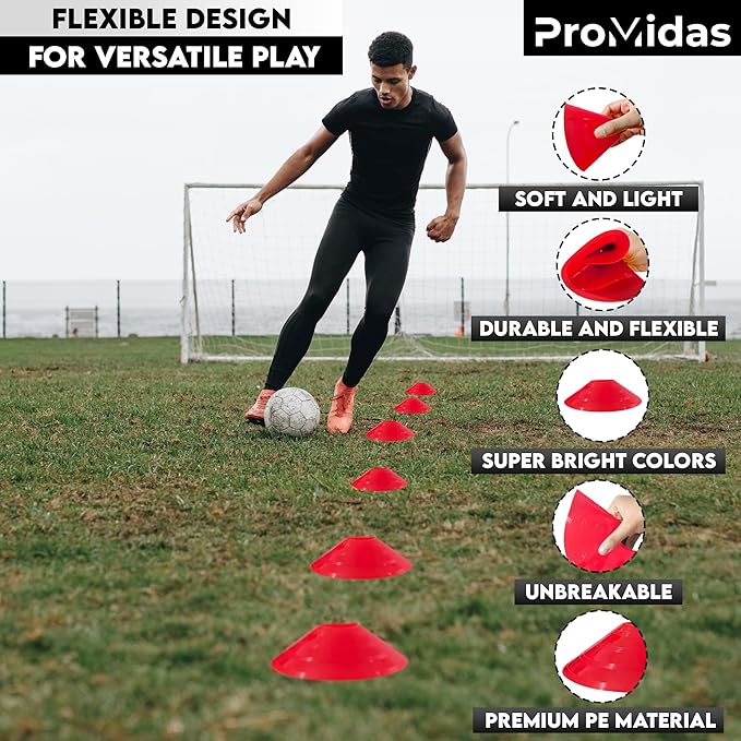 Disc Soccer Cones for Training Kids - 200,100,50 Small Plastic Cones for Sports Training - Flexible Conos for Soccer Practice Equipment, Basketball & Football Drills Equipment