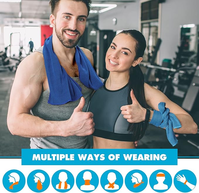 Honoson 20 Packs Cooling Towel, 40" x 12" Ice Towel for Neck and Face Microfiber Breathable Sport Sweat Rag for Gym, Yoga, Travel, Camping, Running, Fitness, Workout & More Activities