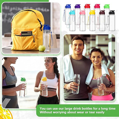 Mifoci 72 Pieces Water Bottle Bulk 17 oz Plastic Water Bottles Bulk Gym Sports Adults Reusable Large Bottles with Leak Proof Flip Top for Party Outdoor (Clear,Multicolor)
