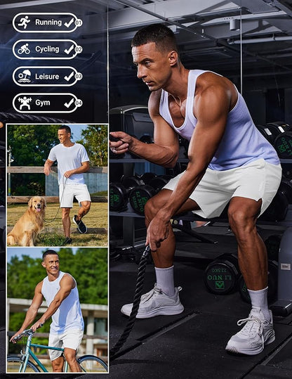 COOFANDY Mens Gym Athletic Shorts with Zipper Pockets Quick Dry 7" Workout Running Training Shorts