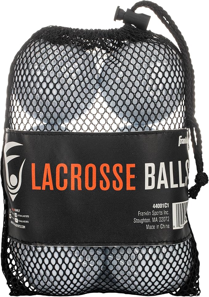 Franklin Sports Lacrosse Balls - Official Size Lax Balls for Practice - Rubber 63mm Outdoor Lacrosse Balls - Great for Muscle Massage Therapy + Yoga - White + Yellow
