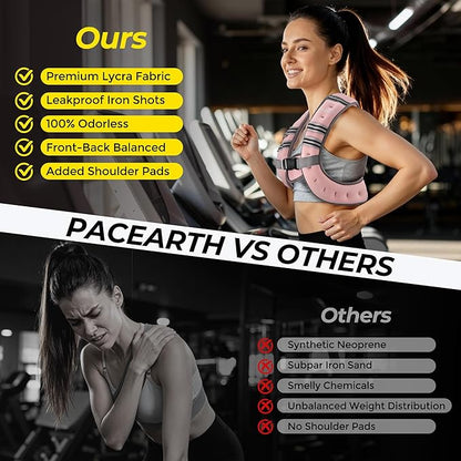 PACEARTH Weighted Vest,6lb/8lb/10lb/12lb/16lb/20lb/25lb/30lb Weight Vest with Reflective Stripe, Body Weight Vests for Women, Men, Weight Loss Workout, Strength Training, Running, Walking, Jogging