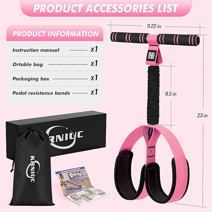 Pedal Resistance Band with Handle | Upgraded 55LBS Exercise Resistance Bands for Core, Abs, Legs, Glutes, Arms, Strength, Physical Therapy, Pilates, Sit Up Workout Equipment for Women Home Gym