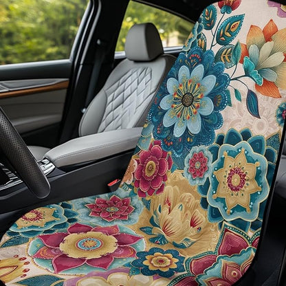 Bulopur Boho Mandala Beach Towel Soft Sand Free Sweatproof Car Seat Cover Towel for Yoga Mat Non-Slip Breathable Washable Sweat Towels Fits for SUV Sedan Truck