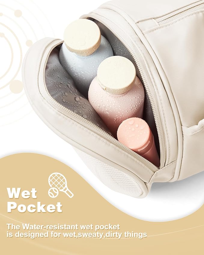Small Gym Bag for Women, Waterproof Mini Duffle Bag Womens Spotrs Workout Bags Small Travel Duffel Bag with Wet Pocket Carry on Weekender Bags for Dance Swimming,Gym,Yoga,Fitness White