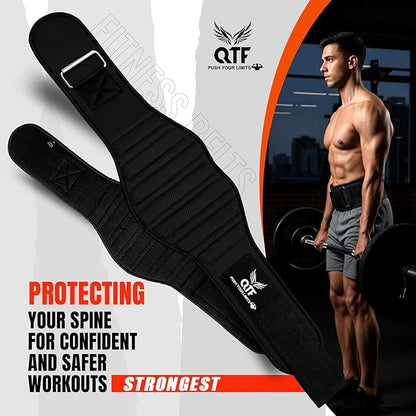 QTF Fitness Neoprene Weight Lifting Belt - Adjustable 6" Gym Support for Stability & Lumbar Support - Sweat Resistant Weightlifting Belt for Men & Women for Squats, Deadlifts & Bench Presses