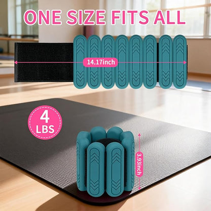 Wrist & Ankle Weights for Women Men, 1lb/2lb/4lb Set of 2 - Adjustable Wearable Weighted Bands, Waterproof Silicone Arm & Leg Weights for Pilates, Yoga, Walking, Dance, Home Workout & Gym