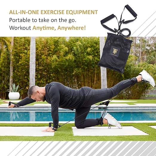 All-in-one Fitness Band, Full Body Exercise Band for Home Exercise or Training on-The-go, Multi-Purpose use for Strength, core, Pilates & More, Heavy - 20 lbs. (Charcoal)