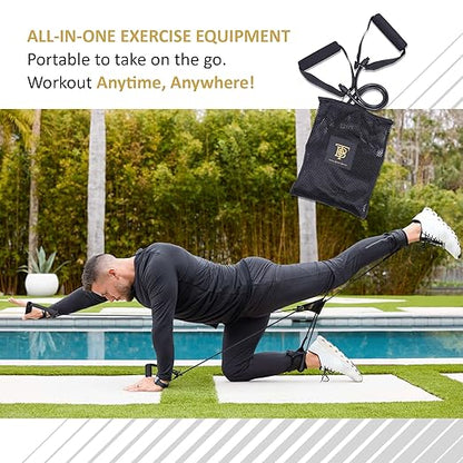 All-in-one Fitness Band, Full Body Exercise Band for Home Exercise or Training on-The-go, Multi-Purpose use for Strength, core, Pilates & More, Heavy - 20 lbs. (Charcoal)