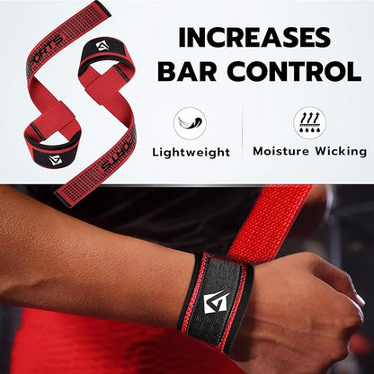 AQF Lifting Wrist Straps for Weightlifting, Powerlifting & Deadlifts – 23” Neoprene Padded Cotton Straps for Strength Training & Gym Workouts - Maximum Grip Support for Men & Women