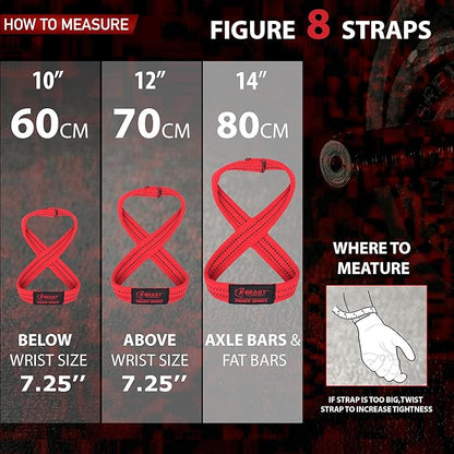 Figure 8 Lifting Strap- Strongman 10-14" Deadlift Straps- True Grip Support & Heavy Duty Wrist Straps for Weightlifting Women Men- Hand Straps for Weight Lifting Figure 8 Straps for Gym Workout