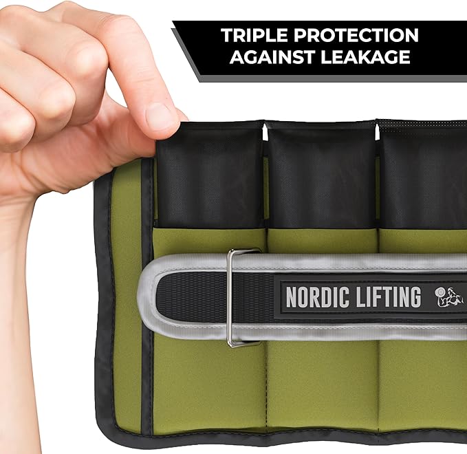 Nordic Lifting Adjustable Ankle Weights for Women & Men – 1 Pair (2–10 lbs) Wrist, Arm & Leg Weights for Gym, Yoga & Home Workouts – Secure Fit Strap Design – Durable Fitness Training Equipment