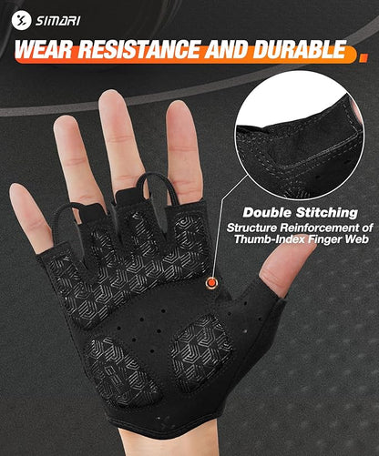 SIMARI GEL Pad Cycling Gloves for Men & Women, Workout Gloves with Cushion, Breathable, Grip, Gift for Gym Exercise, Biking, Weight Lifting Training, Fitness, Black, Pink, Cyan, White Size XS S M L XL