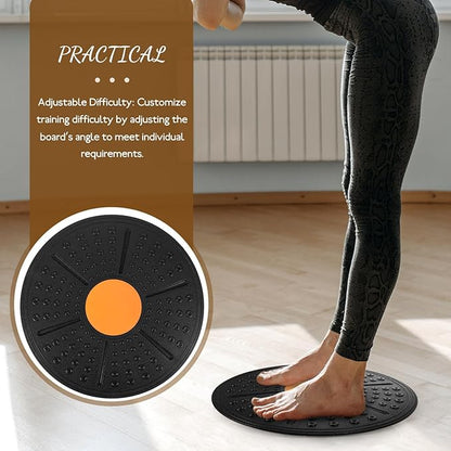Balance Half Ball Board Wobble Stability Trainer Adjustable Angle Balance Board for Fitness Core Training and Sensory Rehabilitation Black Orange