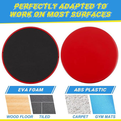 Jenaai Core Sliders for Working Out Bulk Dual Sided Workout Disc Gifts for Group Training Classes Fitness Slider for Stability Ab Legs Full Body Fit Gym Carpet Hardwood FloorFoot