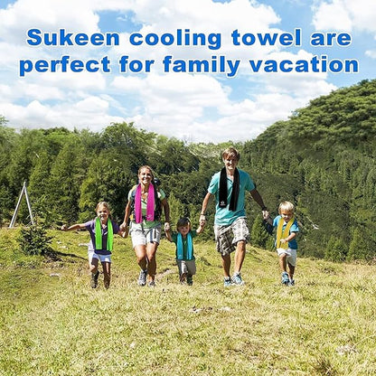 Sukeen 4Pack Cooling Towel (40"x12") for Neck and Face, Soft & Breathable Chilly Sports Towel, Quick-Drying Sweat Absorbing Cooling Neck Wraps Cooling for Yoga, Sport, Running, Workout