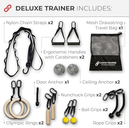 Portable Home Gym Multi-functional Basic Fitness Freedom Workout Equipment Comes in Basic, Intermediate, Advanced or Deluxe Sizes and Comes in Black or Silver