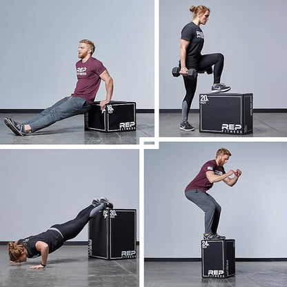 REP Soft Plyo Box | 3-in-1 Foam Jump Box | 3 Size Options 16", 20", 24" | Plyometric Training Platform | Home Gym Equipment | Non-Slip Step Block | Adjustable Workout Box | CrossFit Jump Tool