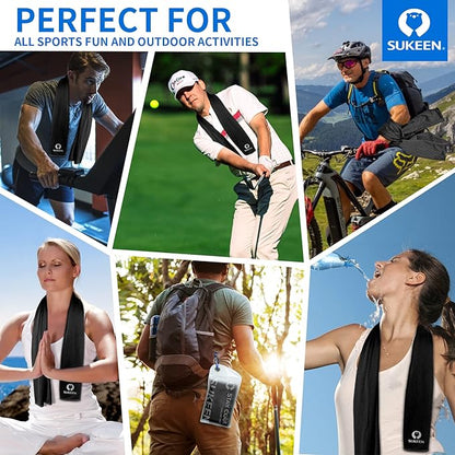 Sukeen [4 Pack Cooling Towel (40"x12"), Soft Breathable Chilly Microfiber Towel for Yoga,Sport,Running,Gym,Workout,Camping,Fitness,Workout & More Activities