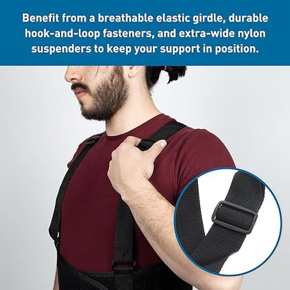 BodySport Ultra Lift Back Support, X-Large (40" - 55" Waist) - Heavy-Duty Adjustable Back Brace for Lifting - Lumbar Posture Support Belt with Suspenders in Black
