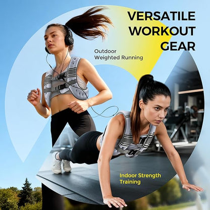PACEARTH Weighted Vest,6lb/8lb/10lb/12lb/16lb/20lb/25lb/30lb Weight Vest with Reflective Stripe, Body Weight Vests for Women, Men, Weight Loss Workout, Strength Training, Running, Walking, Jogging