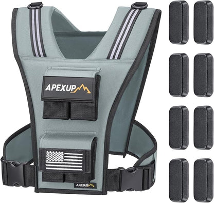 APEXUP Adjustable Weighted Vest Men 20lbs/30lbs/40lbs Weights with Reflective Stripe, Weight Vest Woman Workout Vest for Strength Training Running Walking