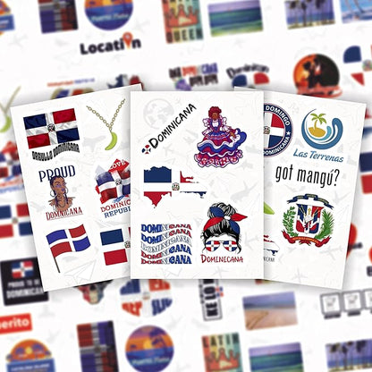BulbaCraft 100Pcs Dominican Republic Stickers for Water Bottle and Laptop - Dominican Republic Party Supplies & Decorations, Waterproof Vinyl Decals, Flag and Culture Stickers, Gifts for Women & Men