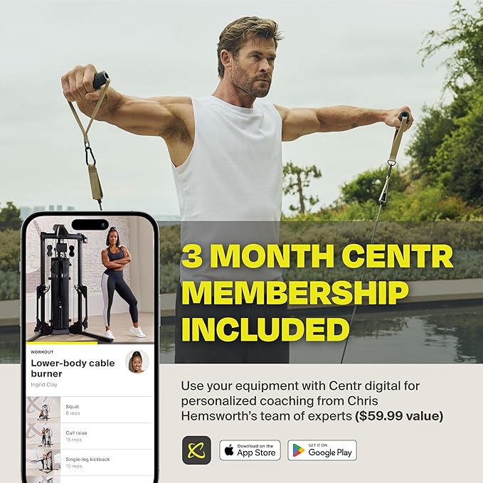 Centr Home Gym Functional Trainer - Multifunctional Cable Machine Home Gym System - Workout Weight Machine for Strength Training - Full Body Compact Exercise & Fitness Equipment Set
