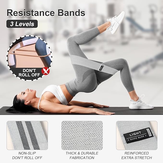 Booty Bands Set, Resistance Bands for Working Out, Exercise Bands for Women and Men Legs and Butt, Stretch Bands for Pilates, Yoga Starter Set