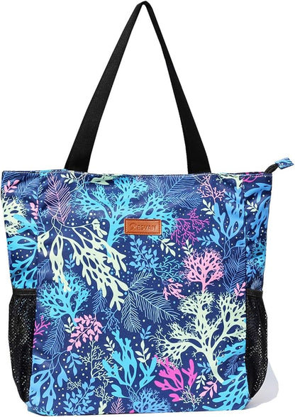 Original Floral Water Resistant Large Tote Bag Shoulder Bag for Gym Beach Travel Daily Bags Upgraded