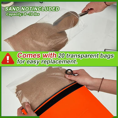Sports Net Sandbags with PE Leak Proof Transparent Bags Weighted Anchors Bag Sport Sandbags for Stability Baseball Nets Hockey Golf Football Nets Soccer Goals and More(30 Pcs,Orange)