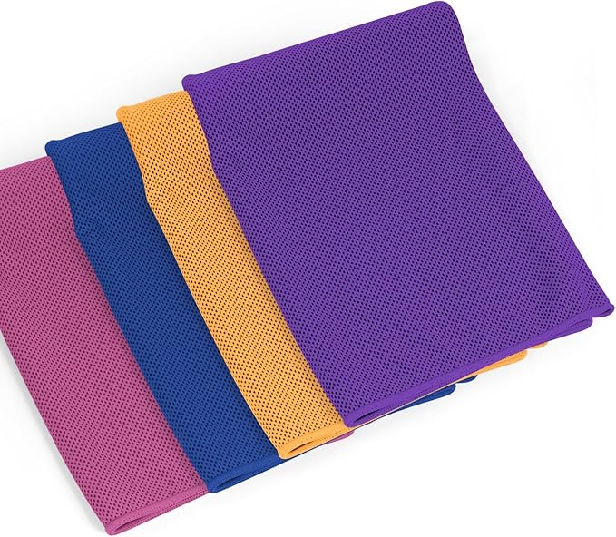 4 Pack Cooling Towel for Neck and Face,Sports Tennis Hiking Running Riding Yoga Fitness Gym Workout Sweat Ice Towel (Multicolor-04)