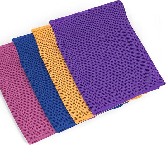 4 Pack Cooling Towel for Neck and Face,Sports Tennis Hiking Running Riding Yoga Fitness Gym Workout Sweat Ice Towel (Multicolor-04)