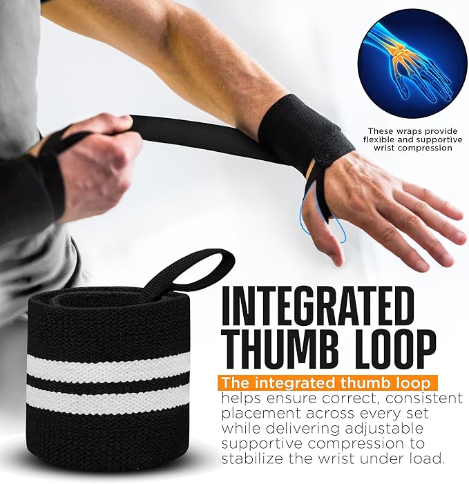 RDX Wrist Wraps for Weightlifting (Pair), IPL USPA Approved, Elasticated 18” Cotton Straps Support with Thumb Loop, Gym Wrap for Weight Lifting Powerlifting Competition Strength Training Bodybuilding