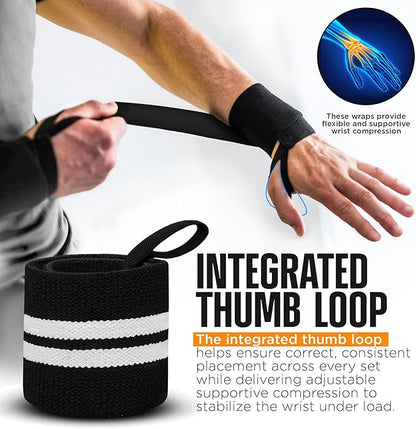 RDX Wrist Wraps for Weightlifting (Pair), IPL USPA Approved, Elasticated 18” Cotton Straps Support with Thumb Loop, Gym Wrap for Weight Lifting Powerlifting Competition Strength Training Bodybuilding