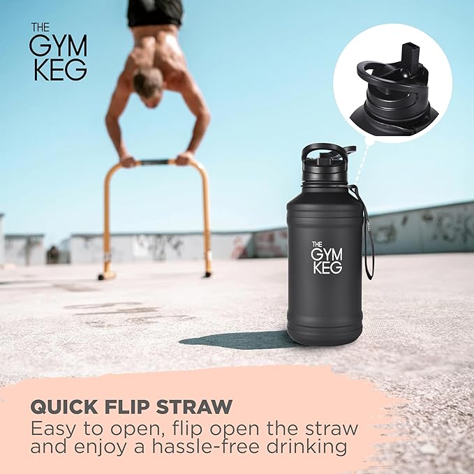 THE GYM KEG Stainless Steel Water Bottle - Leak-Proof, Insulated Beverage Container for Hot and Cold Drinks - Durable, Versatile and Kid-Safe - Keg Stainless Steel Bottle - New