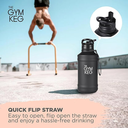 THE GYM KEG Stainless Steel Water Bottle - Leak-Proof, Insulated Beverage Container for Hot and Cold Drinks - Durable, Versatile and Kid-Safe - Keg Stainless Steel Bottle - New
