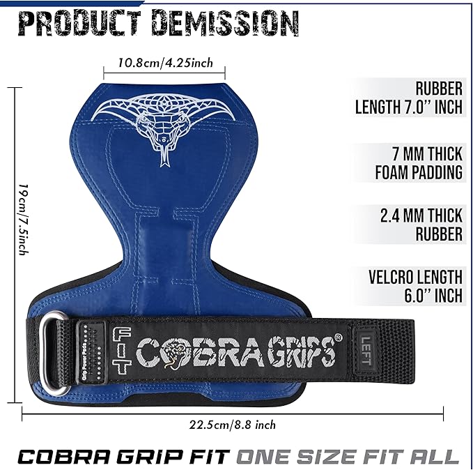 Cobra Grips PRO Weight Lifting Gloves Heavy Duty Straps Alternative with Power Lifting Hooks Padded Wrist Support for Deadlifts & Bodybuilding