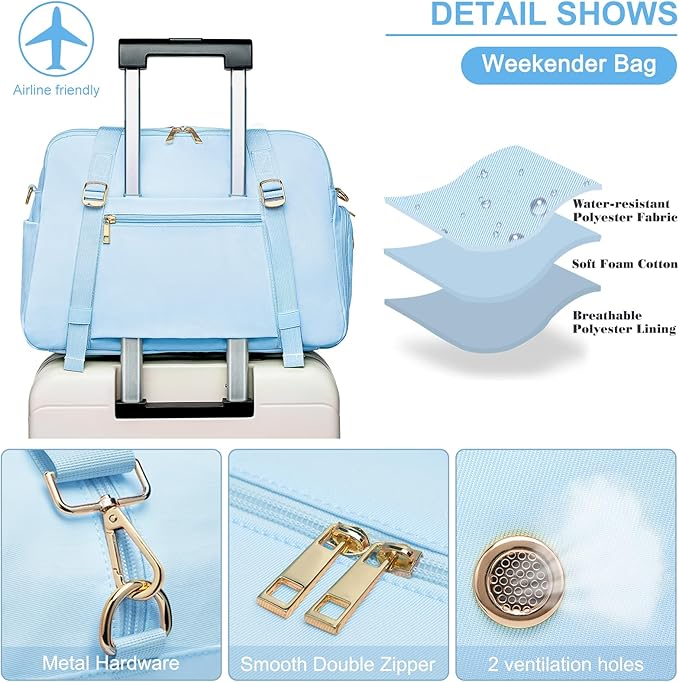 Sports Gym Bag for Women, Travel Duffle Bag with Shoe Compartment & Wet Pocket, Fitness Yoga Bag