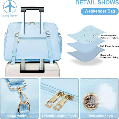 Sports Gym Bag for Women, Travel Duffle Bag with Shoe Compartment & Wet Pocket, Fitness Yoga Bag